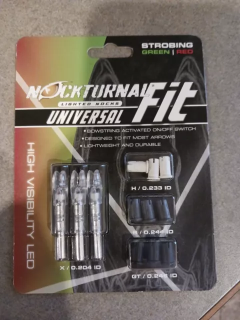 Nockturnal Strobing Lighted Nocks-Red/Green Universal FIT- 3PK-NT-300