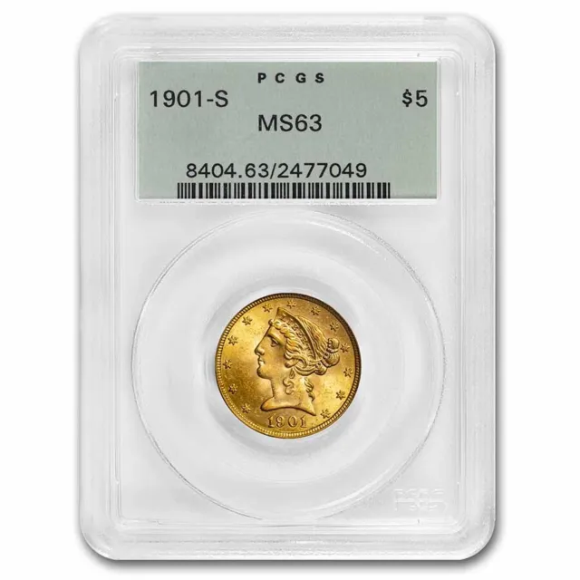 1901-S $5 Liberty Gold Half Eagle MS-63 PCGS