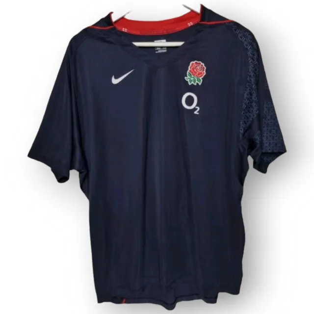 Nike England Rugby Shirt Mens Xl  Blue Short Sleeve Blue Red