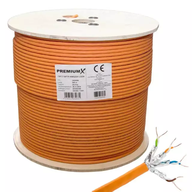 Cat7 500m Netzwerkkabel S/FTP Simplex LAN Kabel Ethernet Datenkabel Verlegekabel