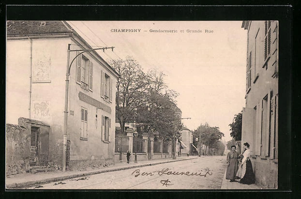 CPA Champigny, Gendarmerie et Grande Rue
