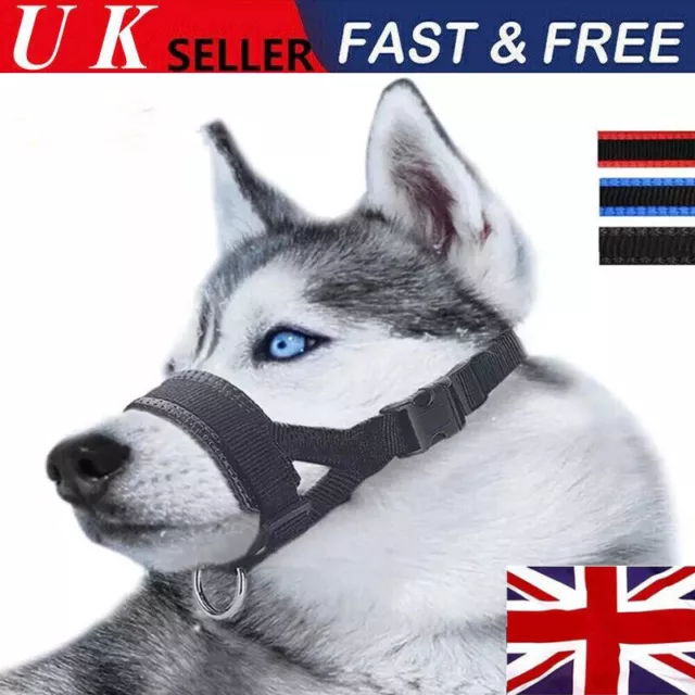 Soft Nylon Dog Muzzle Dog Adjustable Anti-biting Nose Muzzle Pet Supplies UK