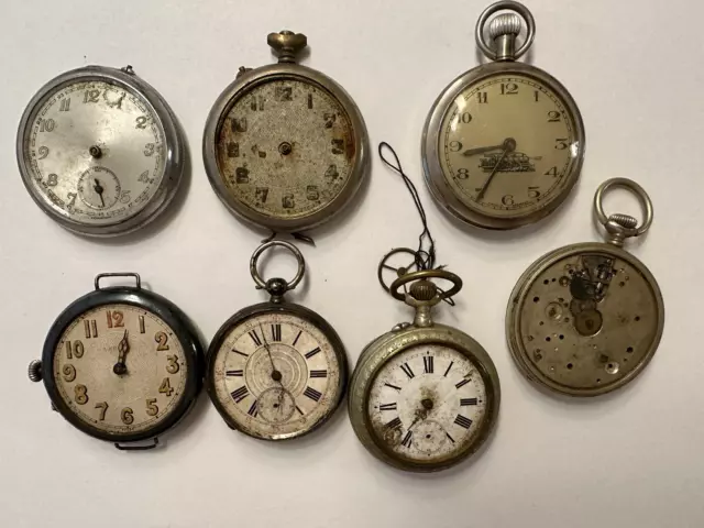 7 alte Taschenuhren Konvolut für Bastler aus Nachlass ( LOT 5 )