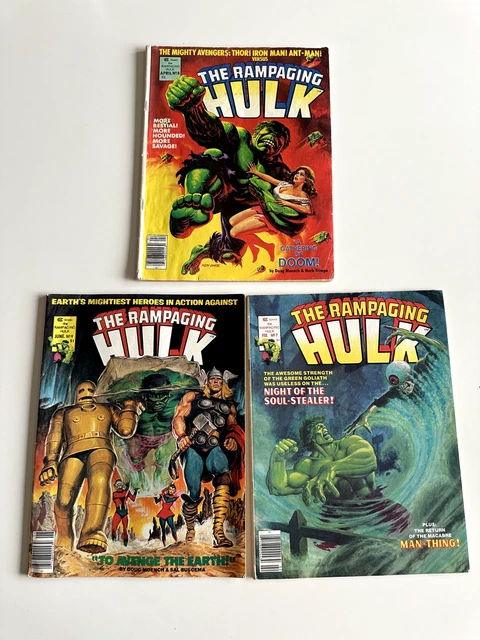 The Rampaging Hulk #7 #8 #9 Marvel Magazine 1978 Comic - LOT OF 3