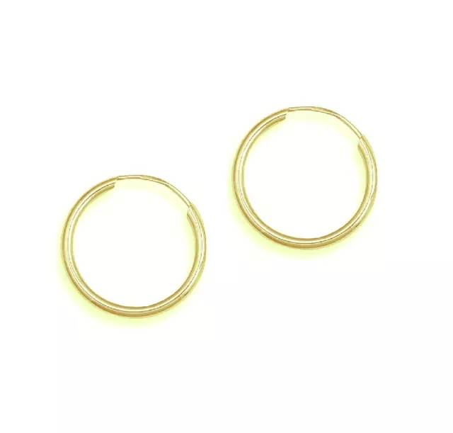 10K REAL YELLOW Gold Endless Hoop Earrings Tubular 18mm Hoops $51.07 ...