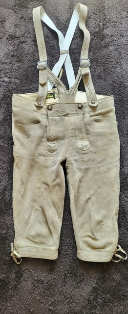 Pantaloni in pelle di cervo MEINDL cintura al ginocchio 56 XXL semi fatti a mano pantaloni TOP + spalline