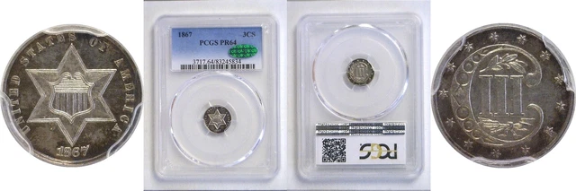 1867 Silver Three Cent Piece PCGS PR-64 CAC 1867 Silver Three Cent Piece PCGS PR-64 CAC