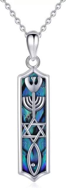 Jewish Necklace Sterling Silver Messianic Seal Mezuzah Pendant Necklace Protecti