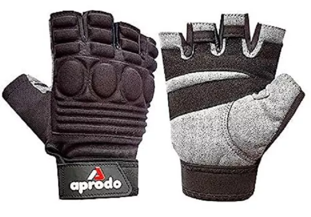 Aprodo Cuir Gym Gants Pour Lourd Levage Noir & Gris Couleur Taille Moyenne