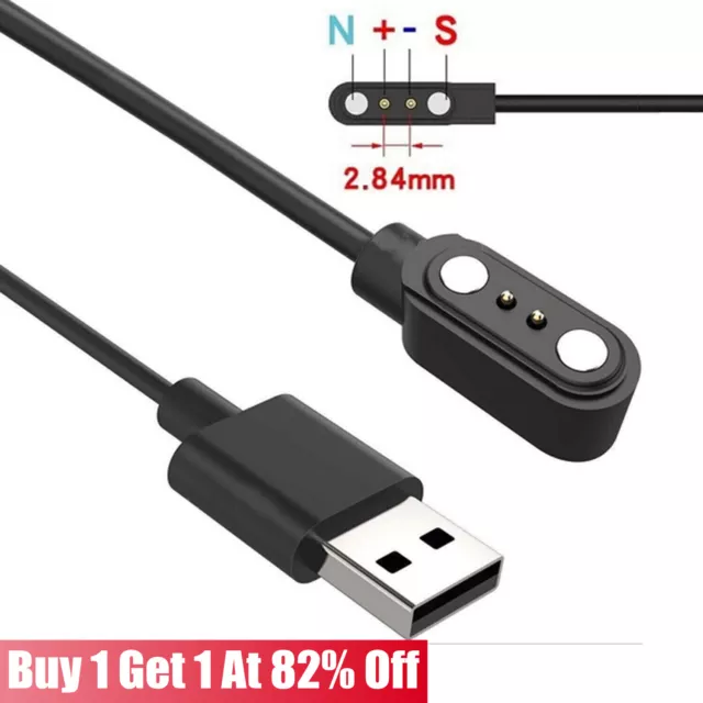 2-Pin 2.84mm Universal USB Data Charging Cable Magnetic Charger for Smart Watch
