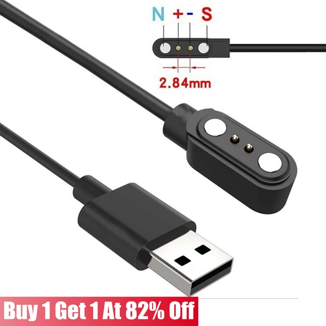 2-Pin 2.84mm Universal USB Data Charging Cable Magnetic Charger for Smart Watch