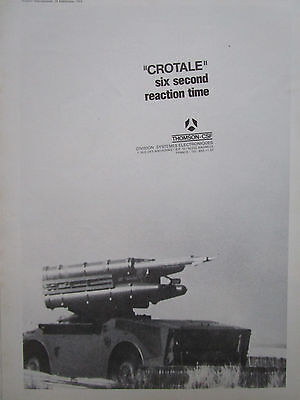 1983 PUB THOMSON CSF SYSTEME CROTALE DEFENSE ANTI AERIENNE FRENCH AD 