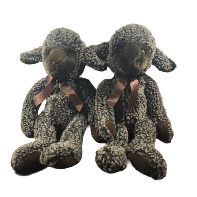 Russ Berrie Plush Lil Trubbles Black Brown Sheep Lamb Stuffed Animals 14" Twins