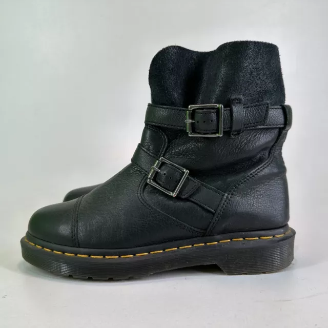 DR MARTENS KRISTY Slouch Black Soft Leather Biker Buckle Boots UK size 5 EU 38 79.90 PicClick UK