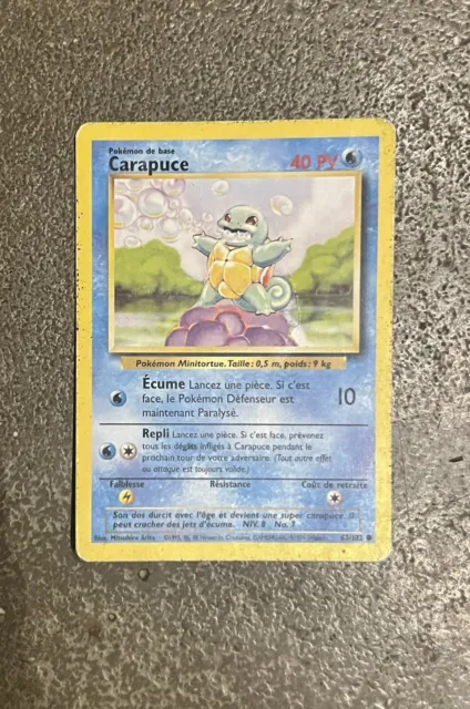 Carte Pokémon 63/102 CARAPUCE Set De Base Wizards Bon État FR