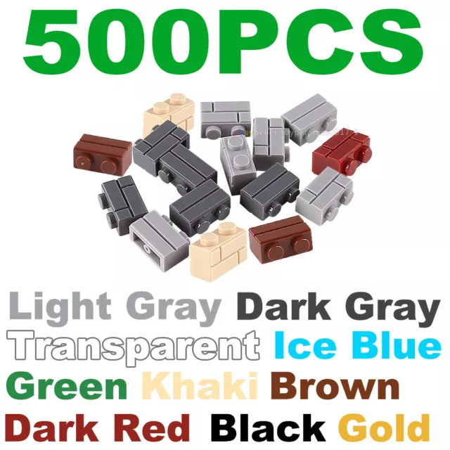 500x 1x2 LIGHT BLUISH GRAY Modified Masonry Profile Fit Bricks Wall 98283 Lot