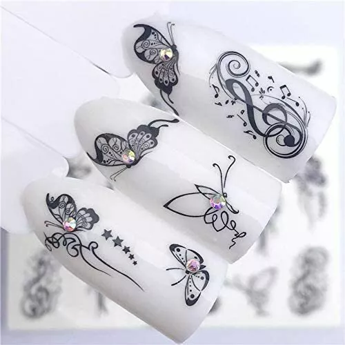 Nail Art Wasseraufkleber Aufkleber Transfers Schmetterlinge Schmetterling Blumen Spitze 3090