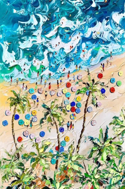 Modern Abstract Handpainted High Quality Art Oil Painting Summer beach On Canvas