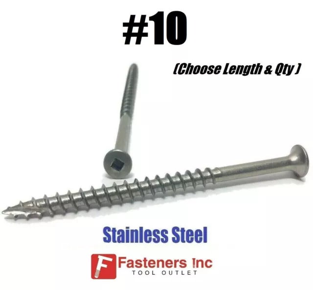 #10 Stainless Steel Deck Screws Square Drive Wood Type17 Cutter Composite