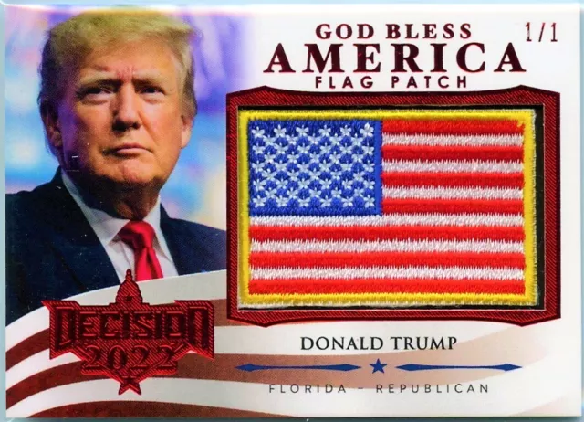 President Donald Trump 2022 Leaf Decision Red God Bless America Flag Patch 1/1