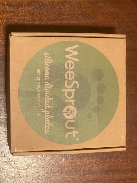 WeeSprout Silicone Divided Plates & Lids 3 Pack Assorted Colors Kids Toddlers