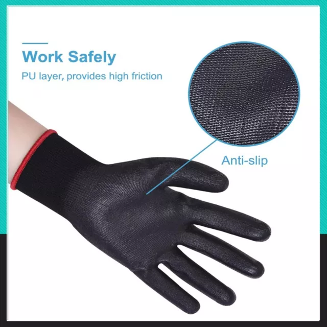 Mens Safety Work Gloves Hand Protection Mechanic Gardening Builders PU Coated UK 3
