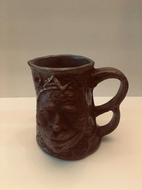 Vintage Jim Rumph Cross-Eyed Ogre Pottery Face Mug w/Troll Inside Tankard Stein