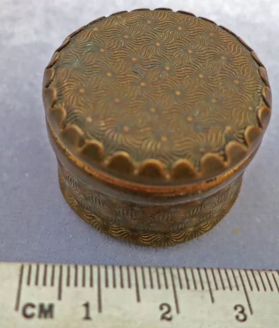 *PRETTY  Antique 18c  Georgian Patch Pill Gilt Box Mirror Metal Lid