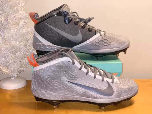 Nike 2018 Force Zoom Trout 5 Metal Baseball Cleats At3203-002 Grey Orange 13