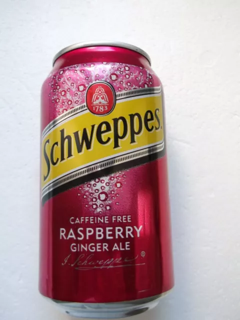 SCHWEPPES RASPBERRY GINGER ALE 2010 USA empty can 355ml top opened
