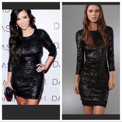 Alice and Olivia nika black sequin dress size 6