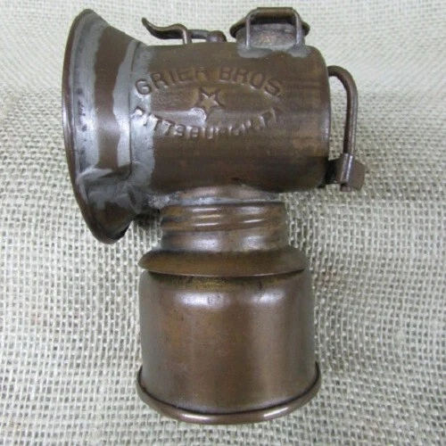 Vintage Antique GRIER BROS STAR PITTSBURGH PA Coal Miner's Mining Carbide Lamp