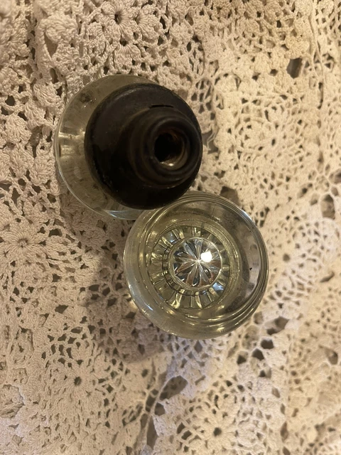 Vintage Lot 2 Clear Glass Door Knobs Round.