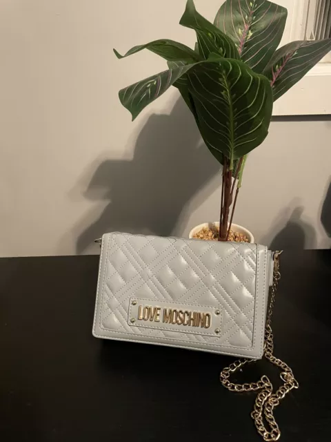 Love Moschino Borsa Quilted Crossbody Navy Gold Chain Hand Bag Logo Heart