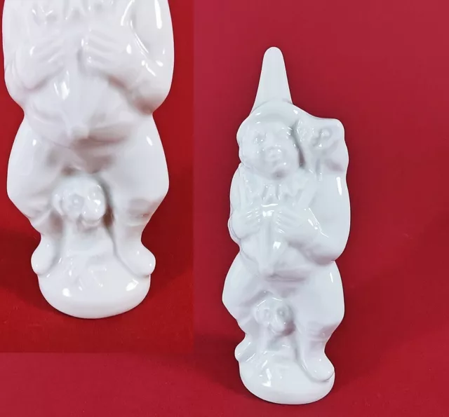 MEISSEN FIGUR "Gaukler mit Eule und Affe" in Harlekinbekleidung Top Zustand