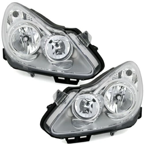 Phares Avant Pour Opel Corsa D 2006-2010 - Lot Gauche Et Droit - H7/H1 - Chromé