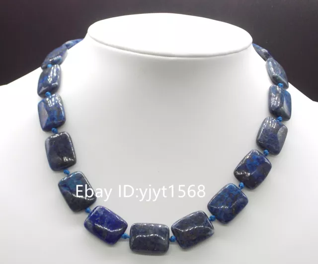 Natural 15x20mm Lots Lapis Lazuli Oblong Gemstone Beads Necklace 18”-36'' AAA