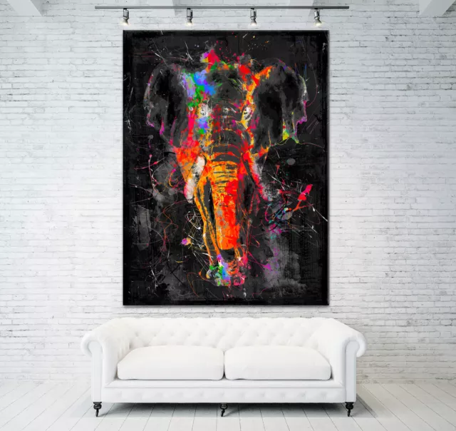 Leinwand Bild Xxl Abstrakt Elefant Natur Deko Wandbilder Kunstdruck Colour