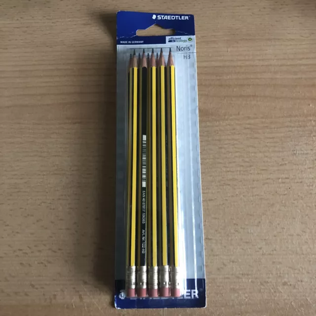 10 x STAEDTLER NORIS PENCILS with ERASER RUBBER TIP HB DRAWING SCHOOL - BOXED