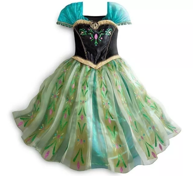 Authentic Disney Store Frozen Anna Coronation Costume 7/8 Dress New