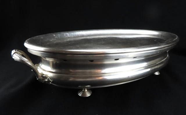 Antigüedad Christofle Bañado en Plata Chaffing Chauffe Trenza Warming Bufé Stand