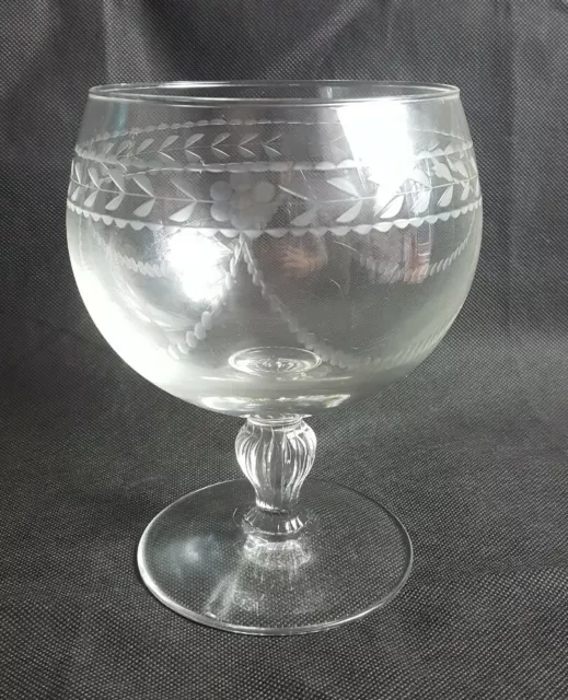 Beautiful Vintage 1950's  Extra Large 1 Pint Etached Crystal Brandy Glass