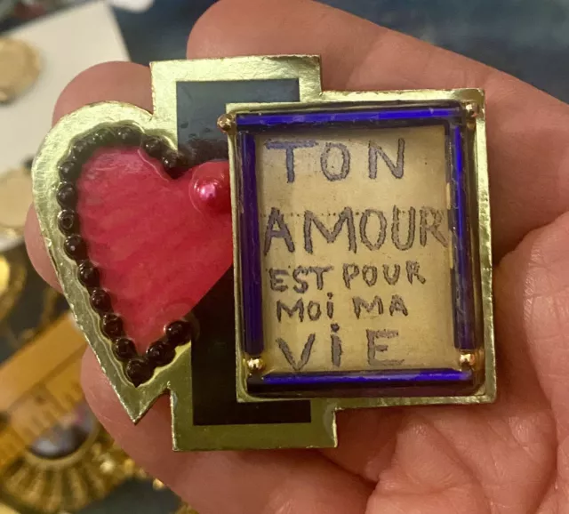 Bonnie Kondor Brooch Pin Heart “Ton Amour Est…”