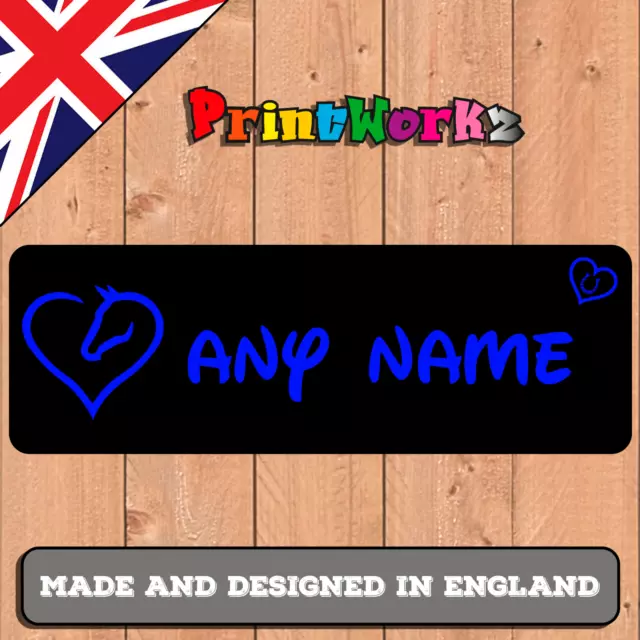 Personalised Horse Stable Yard Door Sign Nameplate Black And Blue