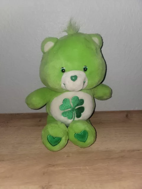 2002 Care Bears Good Luck bear 12" Plush Stuffed Animal Toy RARE HTF Green