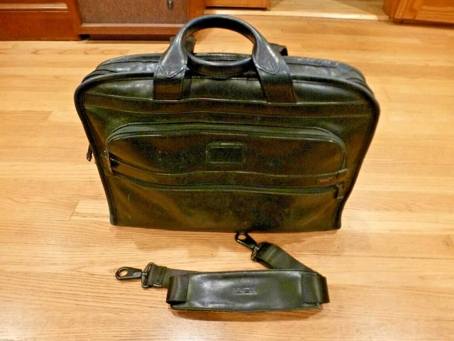 Black Leather TUMI 96111DH ALPHA Slim Large Screen Portfolio Briefcase Laptop