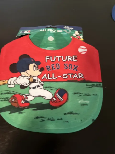 Boston Red Sox Baby Bib Disney Mickey Mouse Feeding Infant MLB Baseball Fan