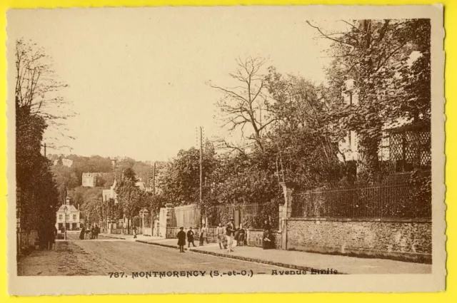 cpa 95 - MONTMORENCY (Val d'Oise) AVENUE ÉMILE Animée Perspective vers la GARE