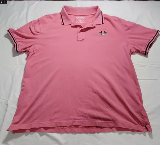 Men's True Religion Short Sleeve Pink Polo Shirt Size XL