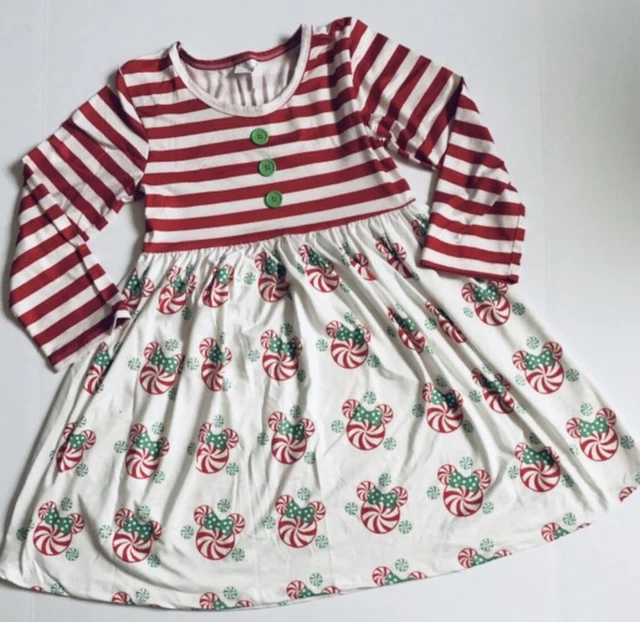 Buttons & Bows Boutique Girls Minnie Candy Holiday Christmas Casual Dress size 8